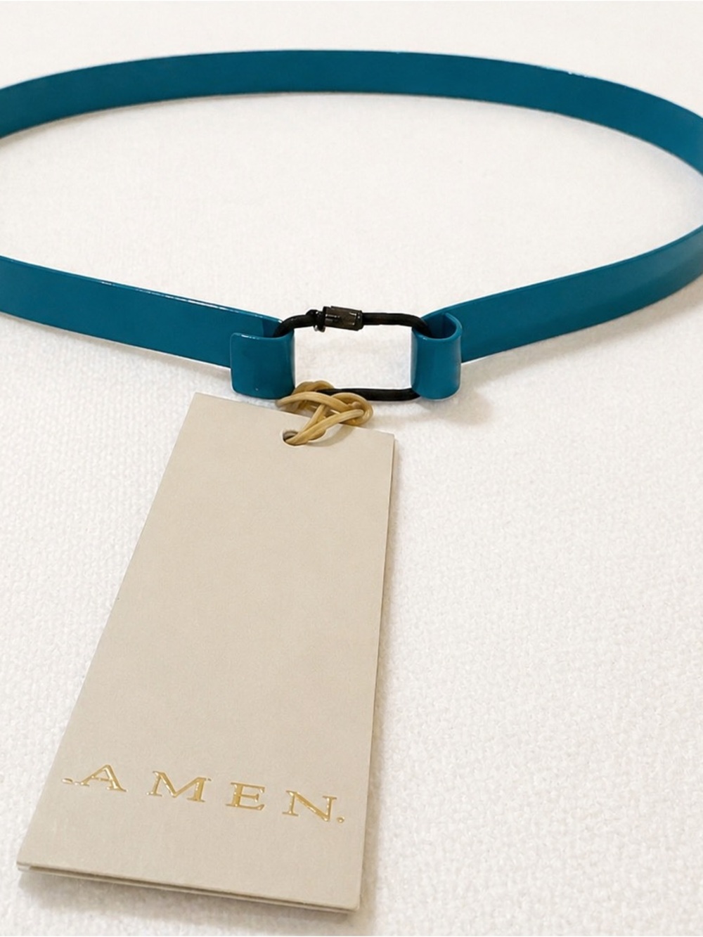 Teal Slim Metal Belt with stretch closure Loop